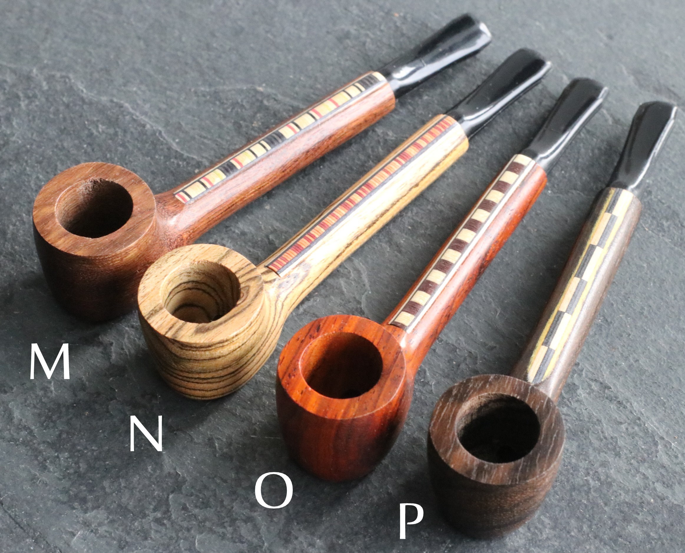 4.5" Wood Pipe- L55 THE WARRIOR- Exotic Wood with Inlayed Stem- Perfect Smoker's Gift