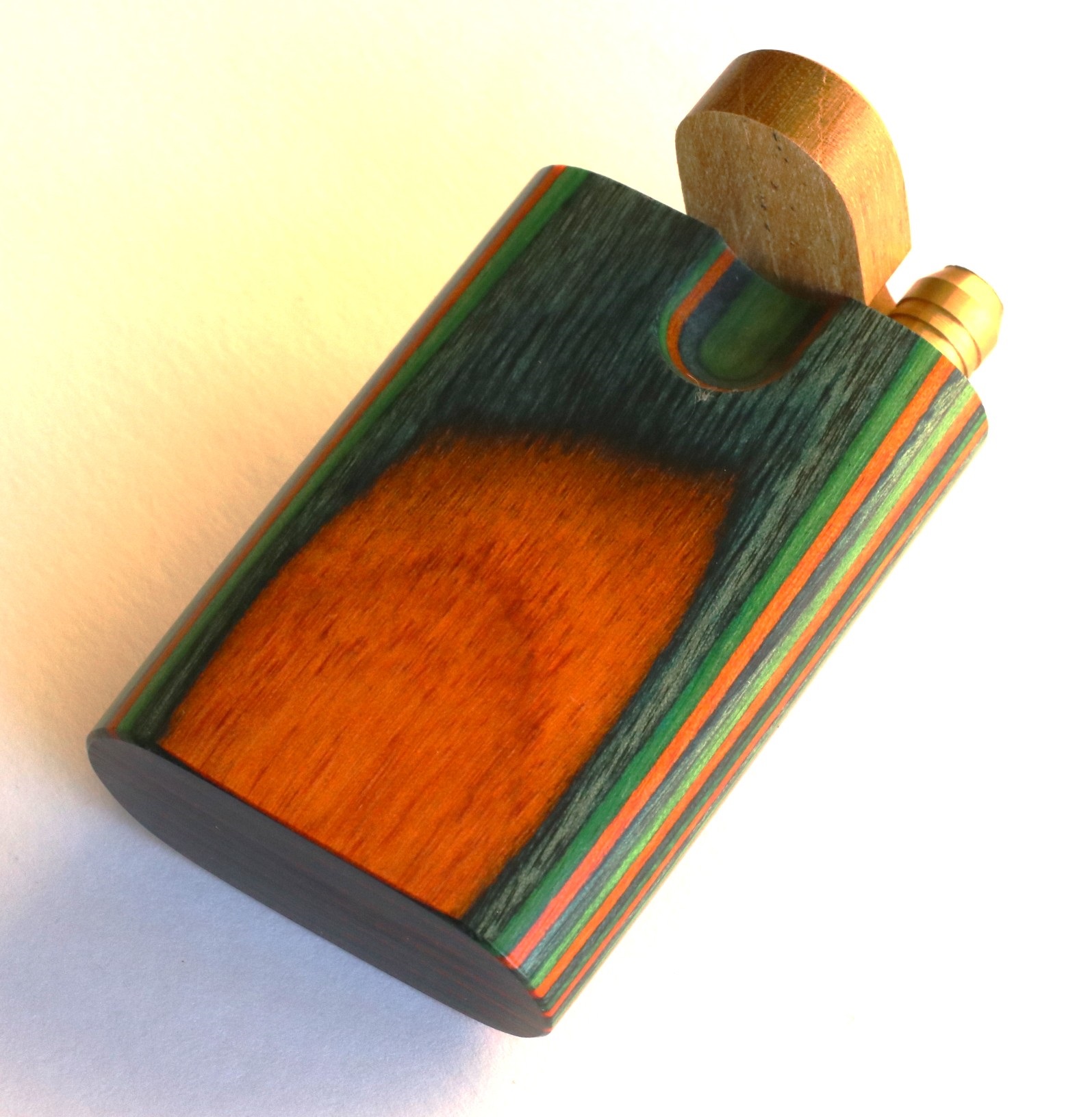 3" Swivel Lid Diamond Wood Dugouts & One Hitter Pipes-Colorful Small Stash Box