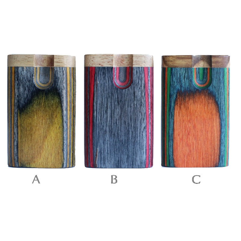 3" Swivel Lid Diamond Wood Dugouts & One Hitter Pipes-Colorful Small Stash Box